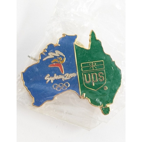 VTG Sydney 2000 Olympics UPS United Parcel Service Logo Australia Map Enamel Pin - Picture 5 of 5